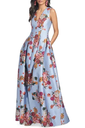 Sachin & Babi Brooke Floral Sleeveless Mikado Gown in at Nordstrom, Size 18W