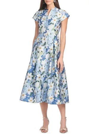 Sachin & Babi Martine Floral Print Belted Midi Dress in at Nordstrom, Size 2