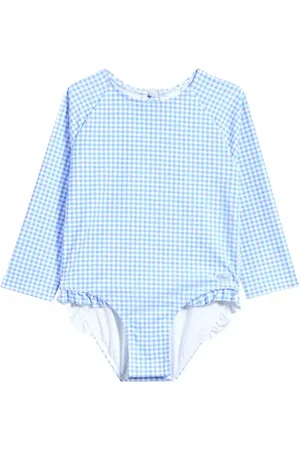 Vineyard Vines Gingham Long Sleeve One-Piece Rashguard Swimsuit in at Nordstrom, Size 6-12M