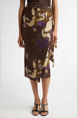 Max Mara Dritto Floral Shantung Silk Wrap Skirt in at Nordstrom, Size 12