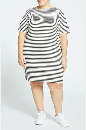 UNIVERSAL STANDARD Belle Breton Stripe Cotton Jersey Dress in at Nordstrom, Size 2Xl