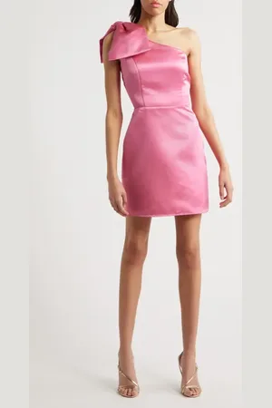 Lulus Dalia Bow Detail Satin Cocktail Minidress in at Nordstrom, Size Medium