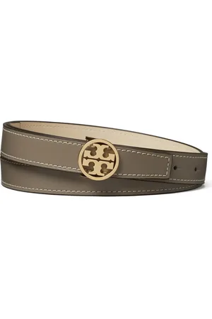 Tory Burch 1-Inch Miller Reversible Leather Belt in Gray Heron /New Cream /Gold at Nordstrom, Size X-Small