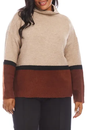 Karen Kane Colorblock Turtleneck Sweater in at Nordstrom, Size 0X