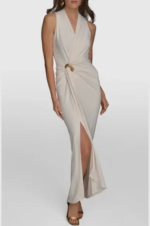Donna Karan Belt Detail Sheath Maxi Dress in at Nordstrom, Size 14