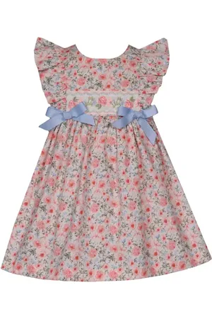 Iris & Ivy Smocked Flutter Sleeve Cotton Party Dress in at Nordstrom, Size 18M