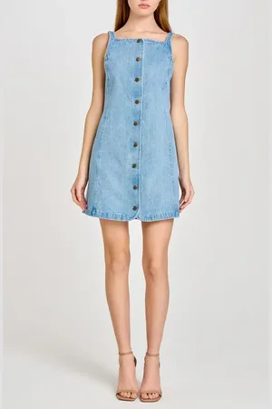WAYF Alex A-Line Denim Minidress in at Nordstrom, Size Large