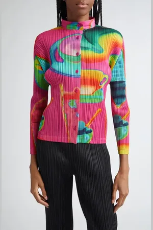 PLEATS PLEASE ISSEY MIYAKE Thermal Foods Print Pleated Cardigan in at Nordstrom, Size 5