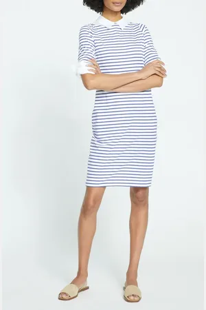 UNIVERSAL STANDARD Belle Breton Stripe Cotton Jersey Dress in at Nordstrom, Size 2Xl