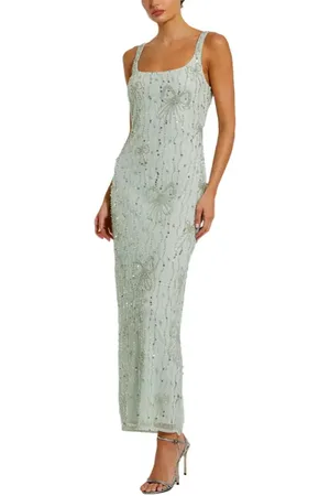 Mac Duggal Beaded Mesh Scoop Neck Fitted Gown With Bows in at Nordstrom, Size 8