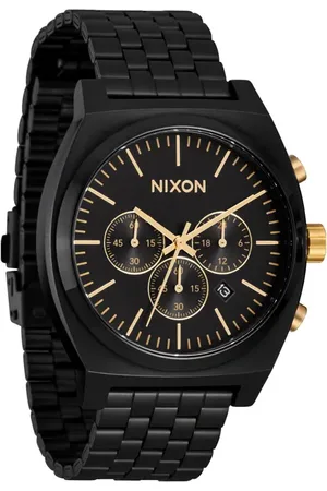 Nixon Time Teller Chronograph Bracelet Watch, 40mm in Black /Black /Gold at Nordstrom