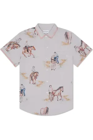 MAVRANS Horse Weekend Short Sleeve Button-Up Shirt in at Nordstrom, Size Xx-Large
