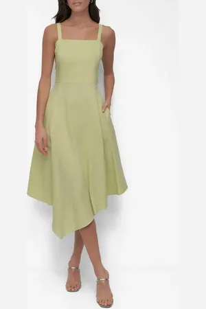 DKNY Paneled Linen Blend Midi Dress in at Nordstrom, Size Medium