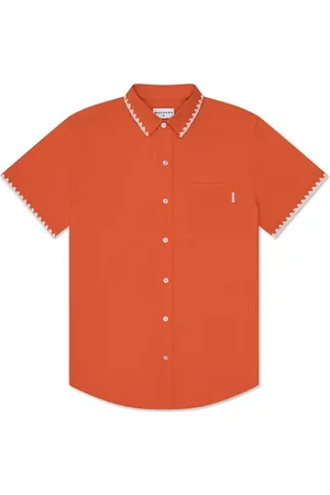 MAVRANS Weekend Crochet Trim Short Sleeve Button-Up Shirt in at Nordstrom, Size Small