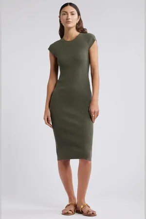Open Edit Luxe Rib Cap Sleeve Dress in at Nordstrom, Size X-Large