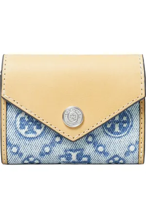 Tory Burch Key Item T Monogram Denim & Leather Wallet in at Nordstrom