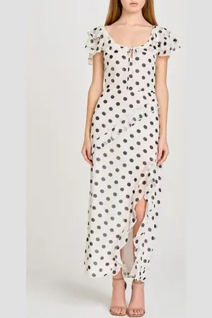 WAYF Violetta Polka Dot Ruffle Sleeve Dress in at Nordstrom, Size Large