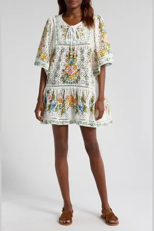 Farm Rio Cotton Eyelet Cover-Up Minidress at Nordstrom, Size X-Small