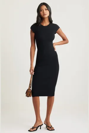 Open Edit Luxe Rib Cap Sleeve Dress in at Nordstrom, Size X-Small