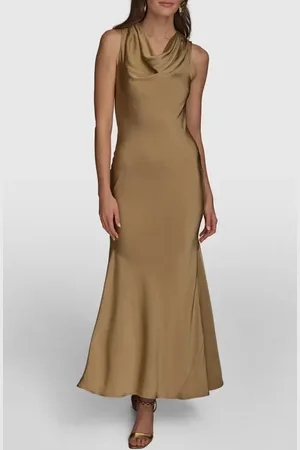 Donna Karan Cowl Neck Satin Cocktail Maxi Dress in at Nordstrom, Size 10