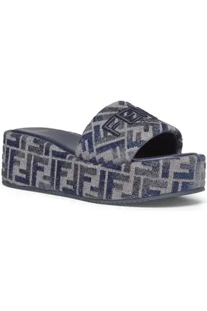 Fendi Sunshine Logo Jacquard Platform Slide Sandal in at Nordstrom, Size 7Us