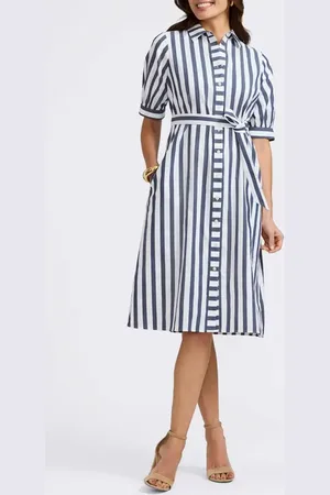 Foxcroft Esther Stripe Shirtdress in at Nordstrom, Size X-Small