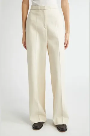 Loulou de Saison Zora Textured Twill Straight Leg Trousers in at Nordstrom, Size 8 Us