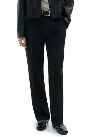 MANGO Pleated Straight Fit Pants in at Nordstrom, Size 6