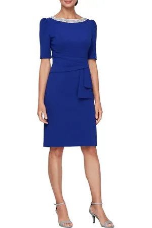 Alex Evenings Crystal Detail Stretch Crepe Cocktail Sheath Dress in at Nordstrom, Size 12