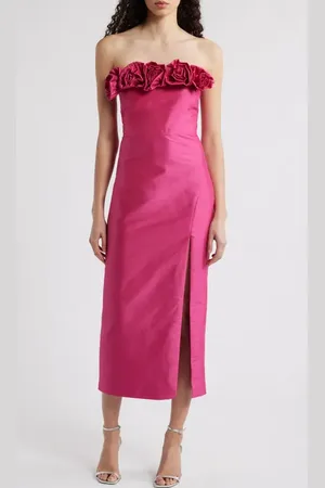 LIKELY Gwen Rosette Strapless Midi Dress in at Nordstrom, Size 4