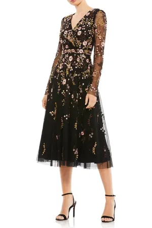 Mac Duggal Floral Embroidered A-Line Cocktail Dress in at Nordstrom, Size 26