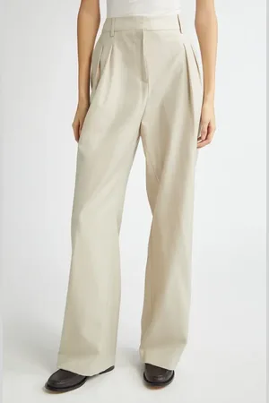 Loulou de Saison Sbiru Pleated Virgin Wool Straight Leg Pants in at Nordstrom, Size 2 Us