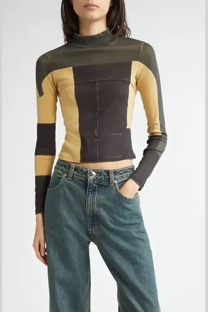 ECKHAUS LATTA Lapped Rib Turtleneck Crop Top in at Nordstrom, Size X-Small