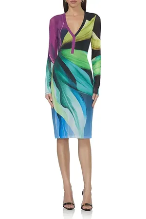 AFRM Diane Plunge Neck Long Sleeve Mesh Dress in at Nordstrom, Size X-Small