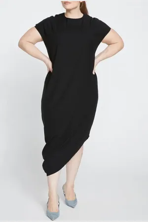 UNIVERSAL STANDARD Iconic Double Luxe Geneva Asymmetric T-Shirt Dress in at Nordstrom, Size 4Xl