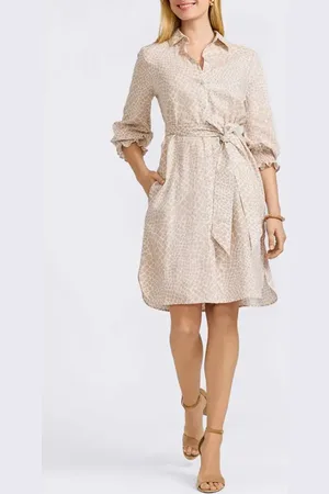 Foxcroft Abby Belted Linen Blend Shirtdress in at Nordstrom, Size Medium