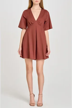 WAYF Zelma Short Sleeve Babydoll Minidress in at Nordstrom, Size Large