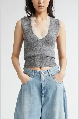 J.W.Anderson Lace Trim V-Neck Sweater Vest in at Nordstrom, Size X-Large