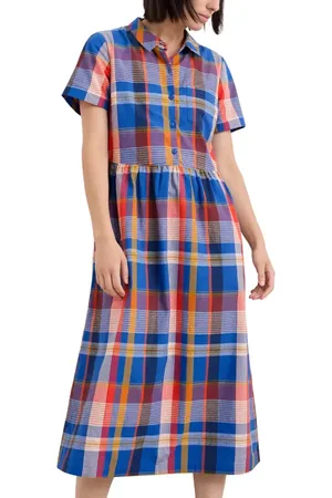 Seasalt Cornwall Fleet Check Organic Cotton Midi Shirtdress in at Nordstrom, Size 10 Us