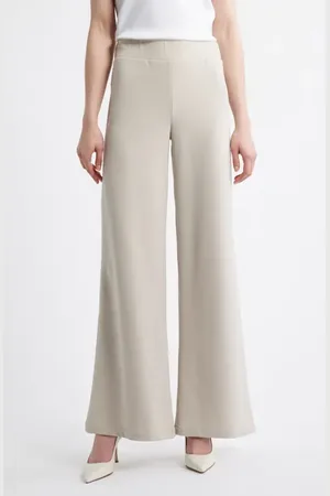 Ming Wang Deco Crepe Wide Leg Pants in at Nordstrom, Size Large