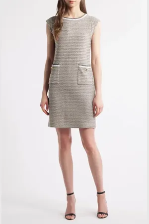 Ming Wang X Tanya Foster Knit Tweed Sheath Dress in at Nordstrom, Size Medium