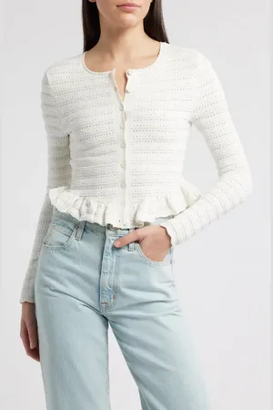 LOVESHACKFANCY Rogan Pointelle Cardigan in at Nordstrom, Size Medium