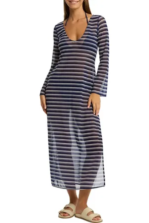SEA LEVEL Biarritz Long Sleeve Multifit Mesh Cover-Up Dress in at Nordstrom, Size Medium