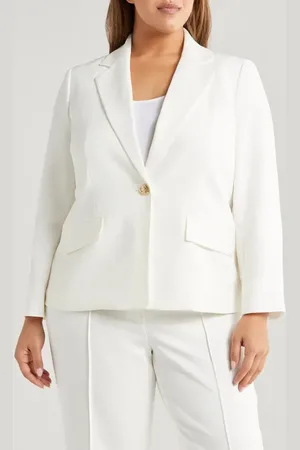 Kasper Stretch Crepe One-Button Blazer in at Nordstrom, Size 24W
