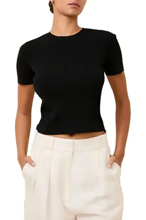 Solid The Riada Crewneck Crop Knit Top in at Nordstrom, Size X-Small