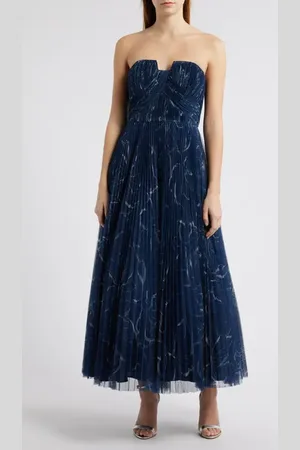 Hutch Pleated Strapless Mesh Gown in at Nordstrom, Size 10