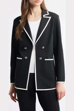 Ming Wang Heritage Fit Stretch Deco Crepe Blazer in at Nordstrom, Size X-Small