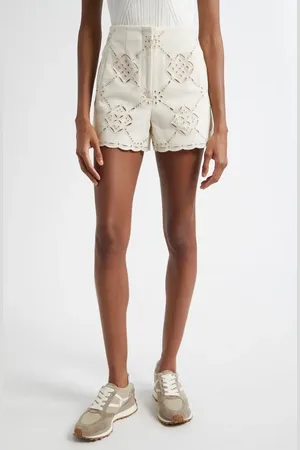 VERONICA BEARD Jazmin High Waist Eyelet Embroidered Shorts in at Nordstrom, Size 10