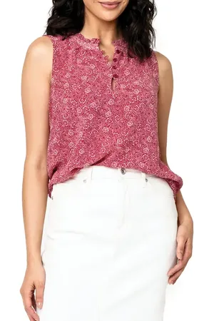 GIBSONLOOK Respect the Ruffle Floral Sleeveless Top in at Nordstrom, Size Xx-Small