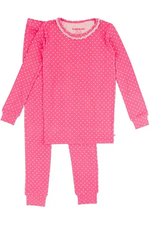 RuffleButts SoftSnooze Girls Ruffle Long Sleeve Pajama Set in at Nordstrom, Size 5